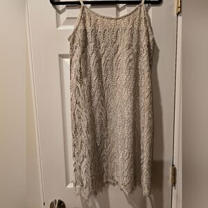 Alice + Olivia Cream Lace Metallic Mini Dress